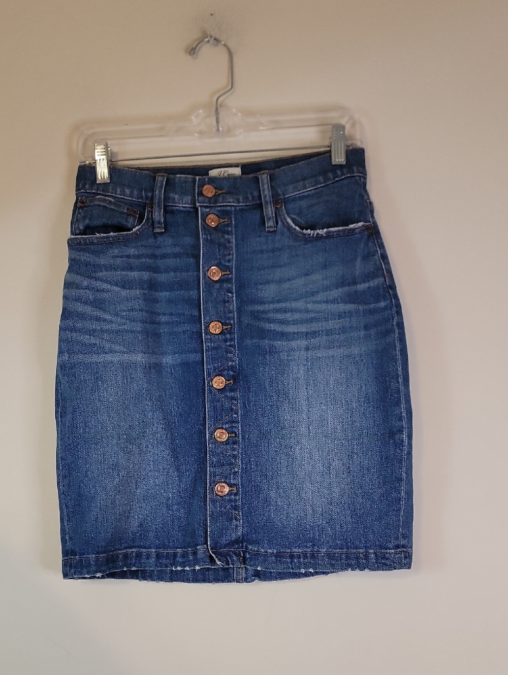 J. Crew Blue Button-Front Denim Mini Skirt